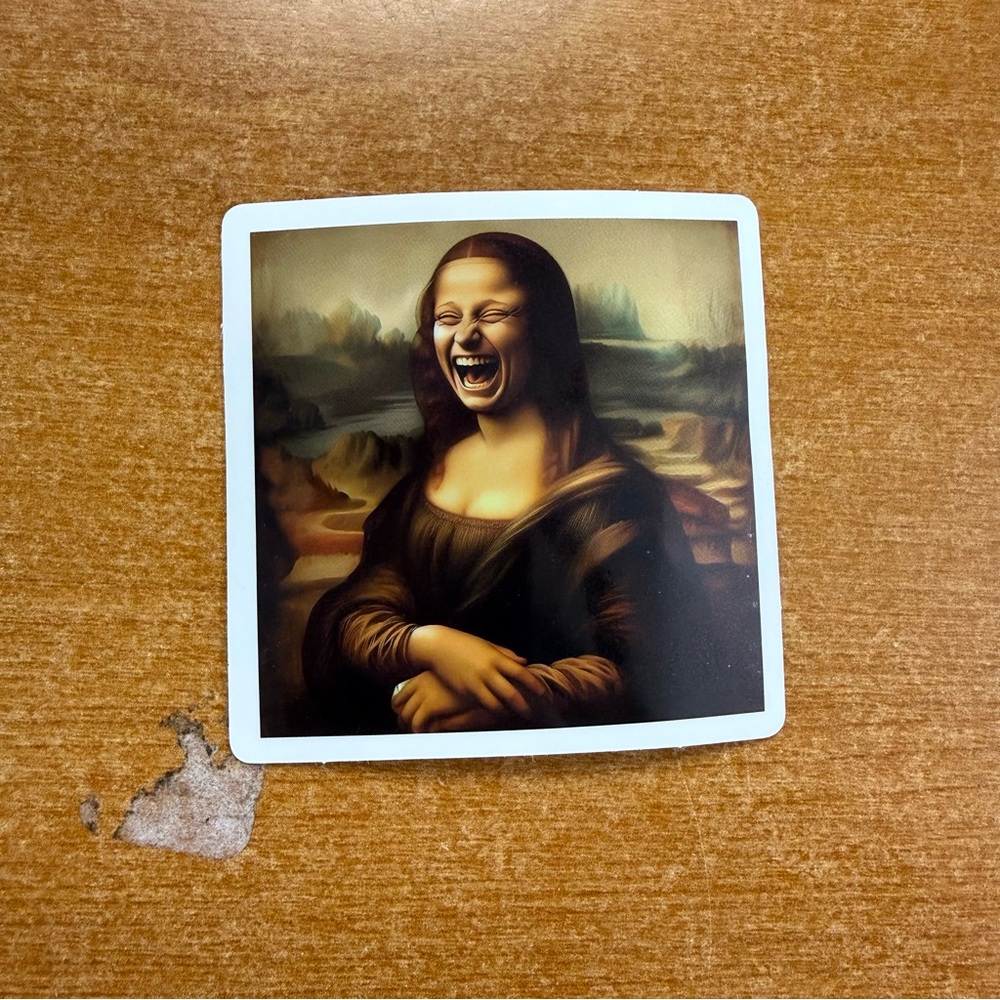 Laughing Mona Lisa Sticker - Picture 1 of 1